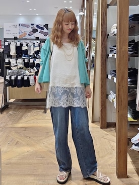 「GLOBAL WORK（グローバルワーク）のアイテム（パンツ）」を使った、K・Nさん（レディース・161cm）の夏コーディネート