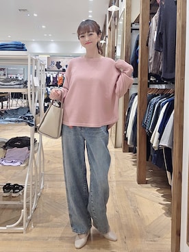 「GLOBAL WORK（グローバルワーク）のGOODデニムバギーパンツ/498388（デニムパンツ）」を使った、K・Nさん（レディース・161cm・40代）の秋コーディネート
