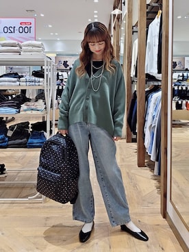 「GLOBAL WORK（グローバルワーク）のGOODデニムバギーパンツ/498388（デニムパンツ）」を使った、K・Nさん（レディース・161cm）の秋コーディネート