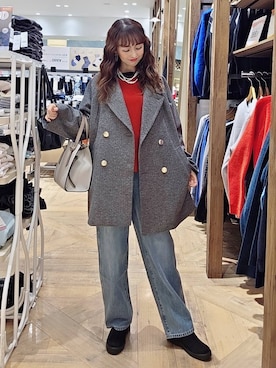 「アイテム（チェスターコート）」を使った、K・Nさん（レディース・161cm・30代）の冬コーディネート