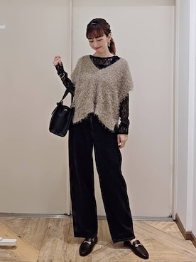 「GLOBAL WORK（グローバルワーク）のGOODデニムバギーパンツ/498388（デニムパンツ）」を使った、K・Nさん（レディース・161cm・40代）の秋コーディネート