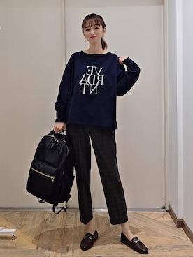 「アイテム（バックパック/リュック）」を使った、K・Nさん（レディース・161cm・30代）の秋コーディネート