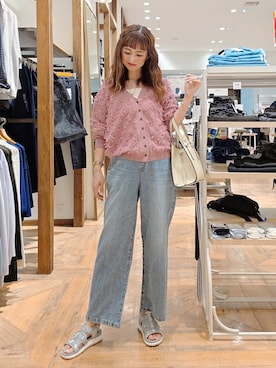 「アイテム（カーディガン/ボレロ）」を使った、K・Nさん（レディース・161cm・40代）の夏コーディネート