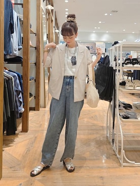 「アイテム（テーラードジャケット）」を使った、K・Nさん（レディース・161cm・40代）の夏コーディネート