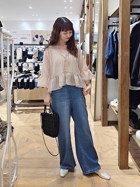 「GLOBAL WORK（グローバルワーク）のらくっション撥水フィットパンプス/135895（パンプス、シルバー系）」を使った、K・Nさん（レディース・161cm）の春コーディネート
