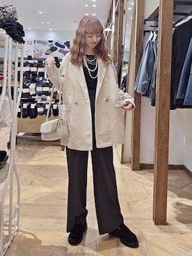 「GLOBAL WORK（グローバルワーク）のアイテム（テーラードジャケット）」を使った、K・Nさん（レディース・161cm）の秋コーディネート