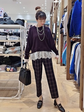 「アイテム（ヘアアクセサリー）」を使った、K・Nさん（レディース・161cm・30代）の秋コーディネート