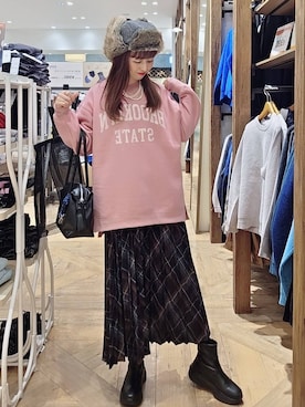 「アイテム（ボストンバッグ）」を使った、K・Nさん（レディース・161cm・40代）の冬コーディネート