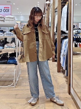 「GLOBAL WORK（グローバルワーク）のGOODデニムバギーパンツ/498388（デニムパンツ）」を使った、K・Nさん（レディース・161cm）の秋コーディネート