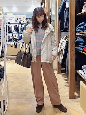 「アイテム（ボストンバッグ）」を使った、K・Nさん（レディース・161cm・40代）の冬コーディネート