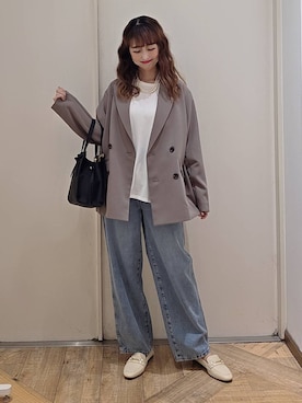 「アイテム（テーラードジャケット）」を使った、K・Nさん（レディース・161cm・30代）の秋コーディネート