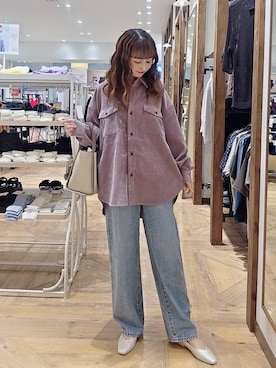 「GLOBAL WORK（グローバルワーク）のGOODデニムバギーパンツ/498388（デニムパンツ）」を使った、K・Nさん（レディース・161cm・40代）の秋コーディネート