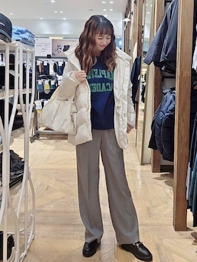 「アイテム（ダウンジャケット/コート）」を使った、K・Nさん（レディース・161cm・40代）の秋コーディネート