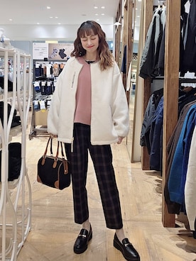 「GLOBAL WORK（グローバルワーク）のあったかウツクシルエットテーパードパンツ/575203（その他パンツ）」を使った、K・Nさん（レディース・161cm）の秋コーディネート