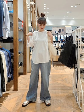 「アイテム（デニムパンツ）」を使った、K・Nさん（レディース・161cm・40代）の夏コーディネート