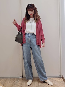 「GLOBAL WORK（グローバルワーク）のGOODデニムバギーパンツ/498388（デニムパンツ）」を使った、K・Nさん（レディース・161cm・40代）の秋コーディネート