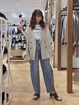 「GLOBAL WORK（グローバルワーク）のアイテム（テーラードジャケット）」を使った、K・Nさん（レディース・161cm）の春コーディネート