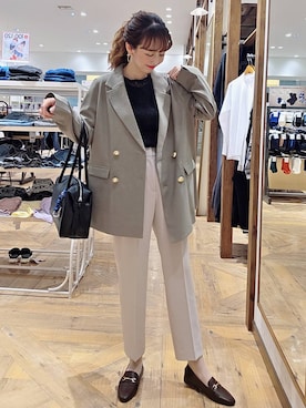 「アイテム（ボストンバッグ）」を使った、K・Nさん（レディース・161cm・40代）の秋コーディネート