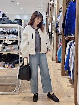 「GLOBAL WORK（グローバルワーク）のGOODデニムバギーパンツ/498388（デニムパンツ）」を使った、K・Nさん（レディース・161cm）の秋コーディネート