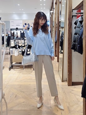 「アイテム（パンツドレス、ベージュ系）」を使った、K・Nさん（レディース・161cm）の冬コーディネート