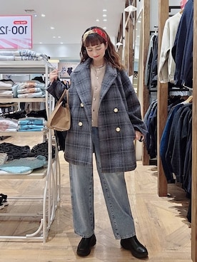 「GLOBAL WORK（グローバルワーク）のGOODデニムバギーパンツ/498388（デニムパンツ）」を使った、K・Nさん（レディース・161cm）の秋コーディネート