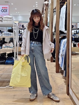 「GLOBAL WORK（グローバルワーク）のGOODデニムバギーパンツ/498388（デニムパンツ）」を使った、K・Nさん（レディース・161cm）の秋コーディネート