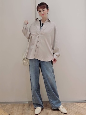 「GLOBAL WORK（グローバルワーク）のGOODデニムバギーパンツ/498388（デニムパンツ）」を使った、K・Nさん（レディース・161cm・40代）の秋コーディネート