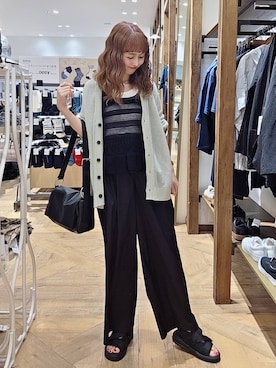 「GLOBAL WORK（グローバルワーク）のBeauteeクルーリブタンク/633985（タンクトップ、ホワイト系）」を使った、K・Nさん（レディース・161cm）の春コーディネート