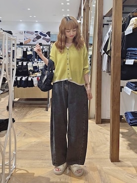 「GLOBAL WORK（グローバルワーク）のGOODデニムバレルCOOL/627009（デニムパンツ、ブラック系）」を使った、K・Nさん（レディース・161cm）の夏コーディネート