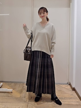 「アイテム（ボストンバッグ）」を使った、K・Nさん（レディース・161cm・40代）の秋コーディネート