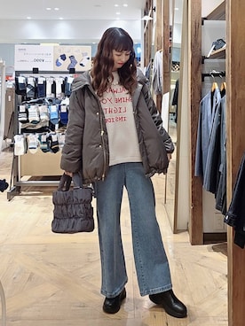 「GLOBAL WORK（グローバルワーク）のアイテム（デニムパンツ）」を使った、K・Nさん（レディース・161cm）の冬コーディネート
