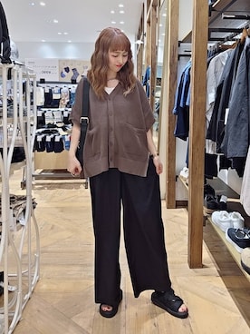 「GLOBAL WORK（グローバルワーク）のBeauteeクルーリブタンク/633985（タンクトップ、ホワイト系）」を使った、K・Nさん（レディース・161cm）の春コーディネート