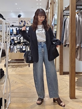 「GLOBAL WORK（グローバルワーク）のアイテム（テーラードジャケット）」を使った、K・Nさん（レディース・161cm）の春コーディネート