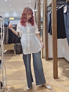 「GLOBAL WORK（グローバルワーク）のらくっション撥水フィットパンプス/135895（パンプス、シルバー系）」を使った、K・Nさん（レディース・161cm）の夏コーディネート