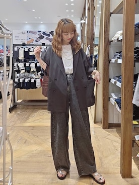「GLOBAL WORK（グローバルワーク）のGOODデニムバレルCOOL/627009（デニムパンツ、ブラック系）」を使った、K・Nさん（レディース・161cm）の夏コーディネート