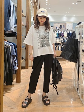 「アイテム（キャップ）」を使った、K・Nさん（レディース・161cm・30代）の夏コーディネート