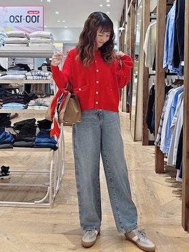 「GLOBAL WORK（グローバルワーク）のGOODデニムバギーパンツ/498388（デニムパンツ）」を使った、K・Nさん（レディース・161cm・40代）の秋コーディネート