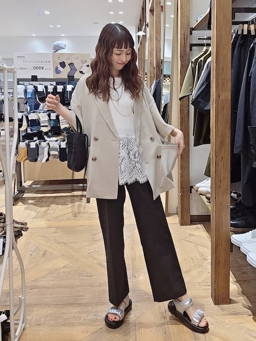 セール】ウツクシルエットWクロスイージーストレートパンツ/601347 セール】ウツクシルエットWクロスイージーストレートパンツ/601347