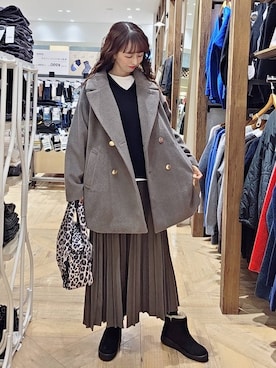 「アイテム（チェスターコート）」を使った、K・Nさん（レディース・161cm）の冬コーディネート