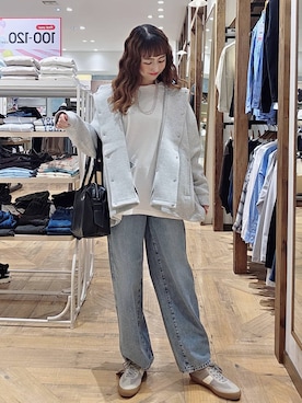 「GLOBAL WORK（グローバルワーク）のGOODデニムバギーパンツ/498388（デニムパンツ）」を使った、K・Nさん（レディース・161cm・40代）の秋コーディネート