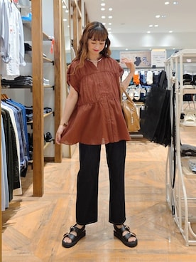 「アイテム（ボストンバッグ）」を使った、K・Nさん（レディース・161cm・40代）の夏コーディネート