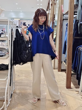 「GLOBAL WORK（グローバルワーク）のGOODデニムバギーパンツ/118365（デニムパンツ）」を使った、K・Nさん（レディース・161cm・40代）の夏コーディネート