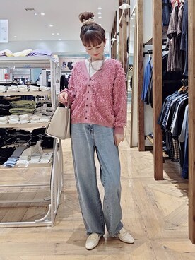 「GLOBAL WORK（グローバルワーク）のGOODデニムバギーパンツ/498388（デニムパンツ）」を使った、K・Nさん（レディース・161cm・40代）の秋コーディネート