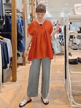 「アイテム（シュシュ）」を使った、K・Nさん（レディース・161cm・40代）の夏コーディネート