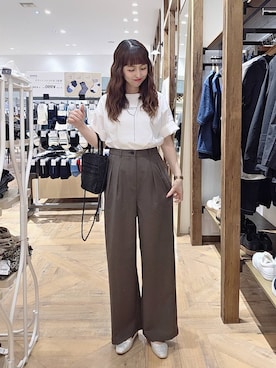 「GLOBAL WORK（グローバルワーク）のらくっション撥水フィットパンプス/135895（パンプス、シルバー系）」を使った、K・Nさん（レディース・161cm）の春コーディネート