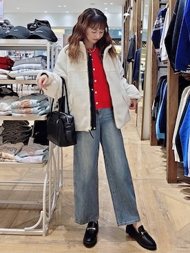 「GLOBAL WORK（グローバルワーク）のGOODデニムバギーパンツ/498388（デニムパンツ）」を使った、K・Nさん（レディース・161cm）の秋コーディネート