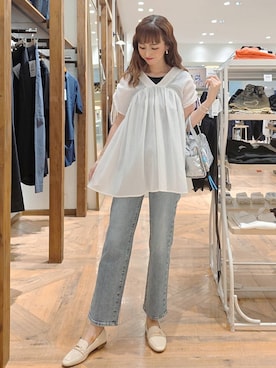「アイテム（ボストンバッグ）」を使った、K・Nさん（レディース・161cm・30代）の夏コーディネート
