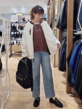 「GLOBAL WORK（グローバルワーク）のGOODデニムバギーパンツ/498388（デニムパンツ）」を使った、K・Nさん（レディース・161cm）の秋コーディネート