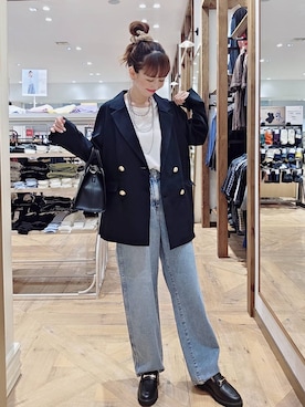 「GLOBAL WORK（グローバルワーク）のアイテム（テーラードジャケット）」を使った、K・Nさん（レディース・161cm）の秋コーディネート