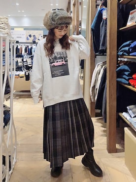 「アイテム（スカート）」を使った、K・Nさん（レディース・161cm・40代）の冬コーディネート